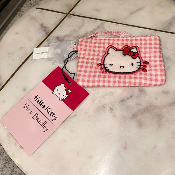 ✨NWT✨ Vera Bradley x Hello Kitty Gingham Iconic Zip ID Case - Picture 2 of 4